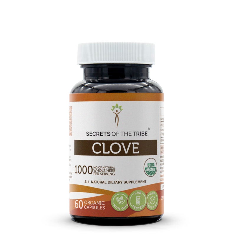 Secrets of the Tribe Clove 60 Capsules 1000 mg USDA Organic Clove Syzygium Aromaticum Dried Flower Buds 60 Capsules